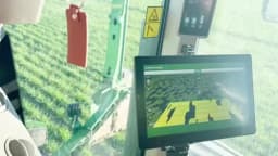 John Deere cab screen displaying WeedIQ